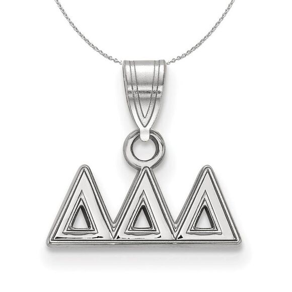 Sterling Silver Delta Delta Delta Small Greek Necklace - 24 Inch - Picture 1 of 8